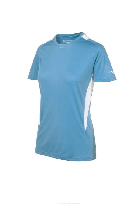 Mizuno jersey de cuello redondo de softbol chica vestir celeste/columbia-blanco(5500) 668F2022