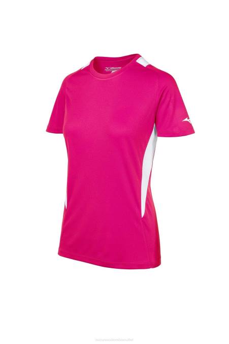 Mizuno jersey de cuello redondo de softbol juventud vestir impactante rosa-blanco (1m00) 668F2030