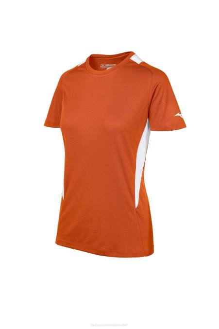 Mizuno jersey de cuello redondo de softbol mujer vestir naranja-blanco (2000) 668F1967