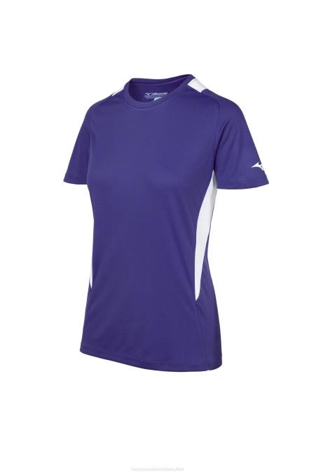 Mizuno jersey de cuello redondo de softbol mujer vestir púrpura-blanco (6000) 668F1972