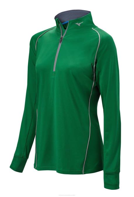 Mizuno jersey de manga larga con media cremallera comp chica vestir bosque(4141) 668F2531