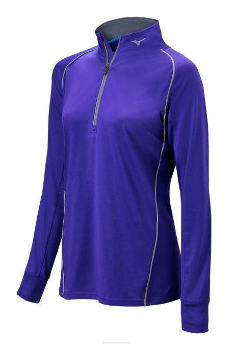 Mizuno jersey de manga larga con media cremallera comp mujer vestir púrpura (6060) 668F2510