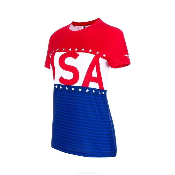Mizuno manga corta para correr imprimible mujer vestir patriota azul (sm64) 668F247