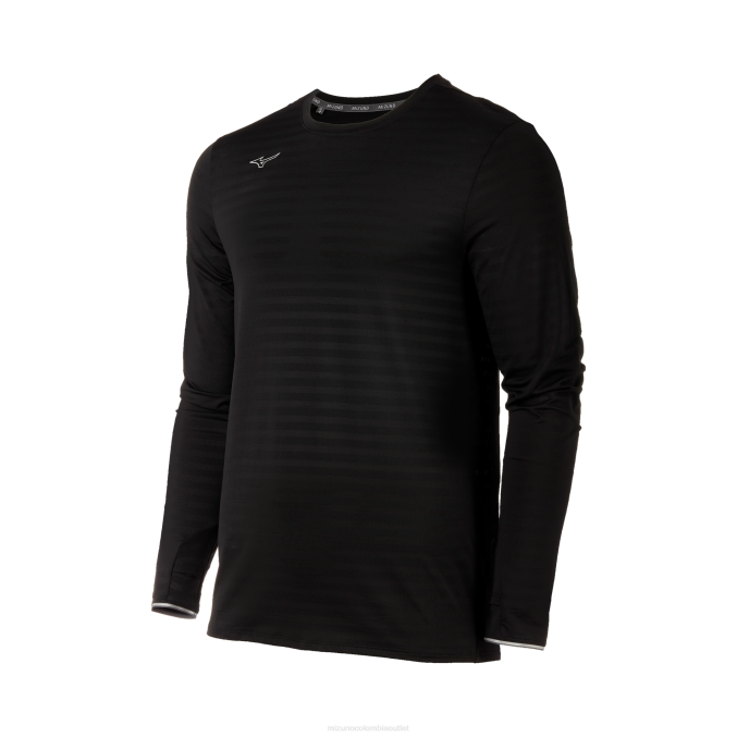 Mizuno manga larga ecológica atlética hombres vestir negro (9090) 668F1443