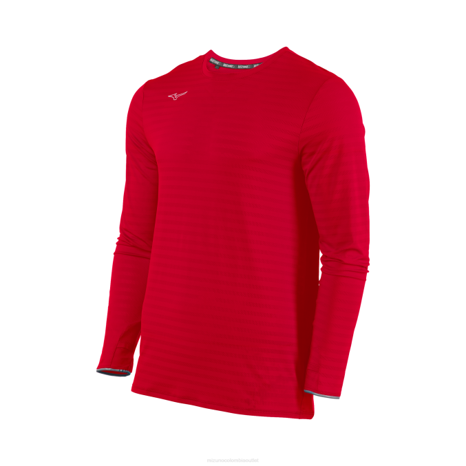 Mizuno manga larga ecológica atlética hombres vestir rojo (1010) 668F1444