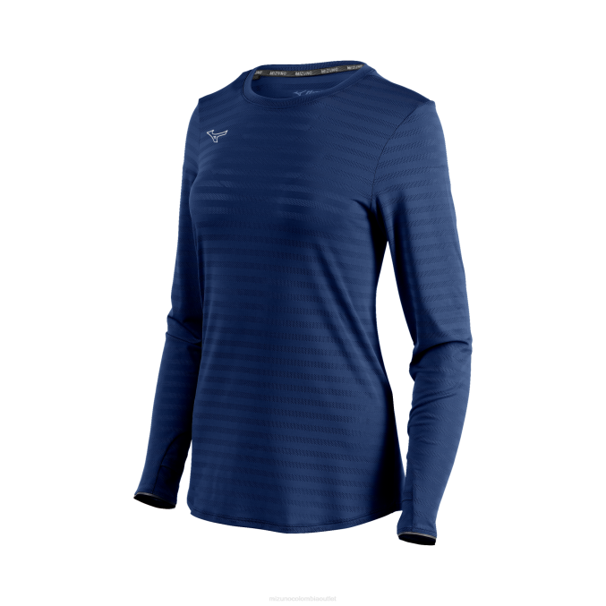 Mizuno manga larga ecológica atlética mujer vestir azul marino (5151) 668F2138