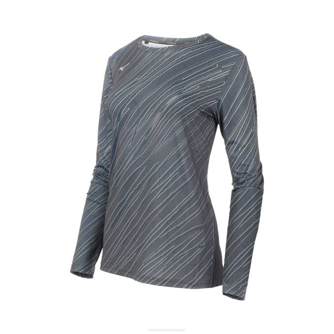 Mizuno manga larga para correr imprimible mujer vestir imán de corteza (pr51) 668F249