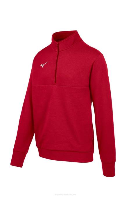 Mizuno mz1 jersey polar con cremallera 1/4 unisexo vestir rojo (1010) 668F1306