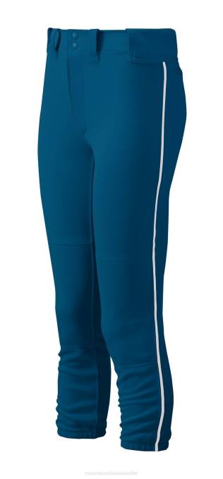 Mizuno pantalones de softball ribeteados con cinturón chica vestir azul marino-blanco (5100) 668F1927