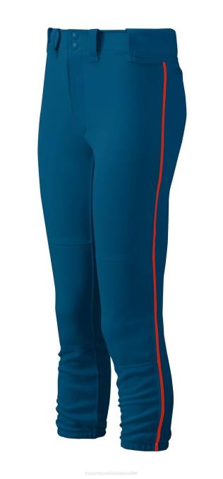 Mizuno pantalones de softball ribeteados con cinturón chica vestir azul marino-rojo(5110) 668F1928