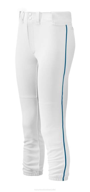 Mizuno pantalones de softball ribeteados con cinturón chica vestir blanco-marino(0051) 668F1924