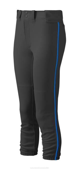 Mizuno pantalones de softball ribeteados con cinturón chica vestir negro-royal(9052) 668F1931