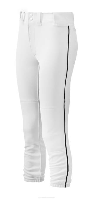 Mizuno pantalones de softball ribeteados con cinturón mujer vestir blanco-negro(0090) 668F1894