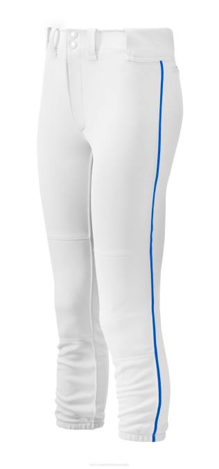 Mizuno pantalones de softball ribeteados con cinturón mujer vestir blanco-real (0052) 668F1893