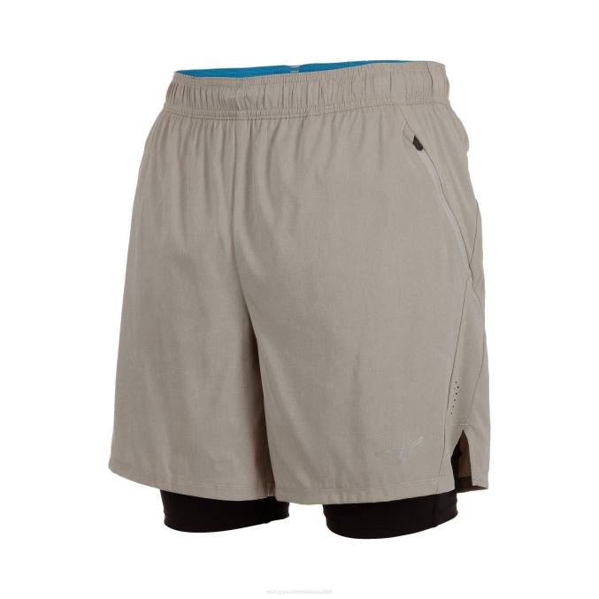 Mizuno pantalón corto alpha eco 7 2-n-1 hombres vestir vintage caqui (8c8c) 668F312