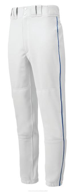 Mizuno pantalón de béisbol con ribete premier juventud vestir blanco-real (0052) 668F1203
