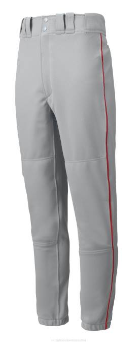 Mizuno pantalón de béisbol con ribete premier juventud vestir gris-rojo (9110) 668F1205
