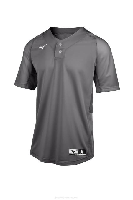 Mizuno playera de beisbol aerolite con 2 botones juventud vestir carboncillo(9292) 668F1274