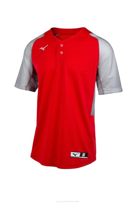 Mizuno playera de beisbol aerolite con 2 botones juventud vestir rojo-gris(1091) 668F1269