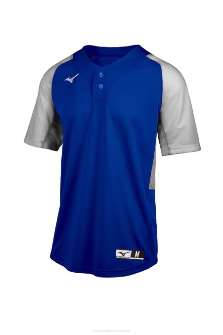 Mizuno playera de beisbol aerolite con 2 botones unisexo vestir gris real (5291) 668F1246