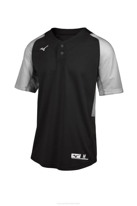 Mizuno playera de beisbol aerolite con 2 botones unisexo vestir negro-gris(9091) 668F1244