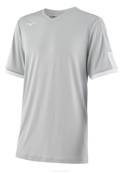 Mizuno playera de beisbol con cuello en v aerolite hombres vestir gris-blanco (9100) 668F1236