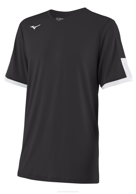 Mizuno playera de beisbol con cuello en v aerolite juventud vestir negro-blanco (9000) 668F1260