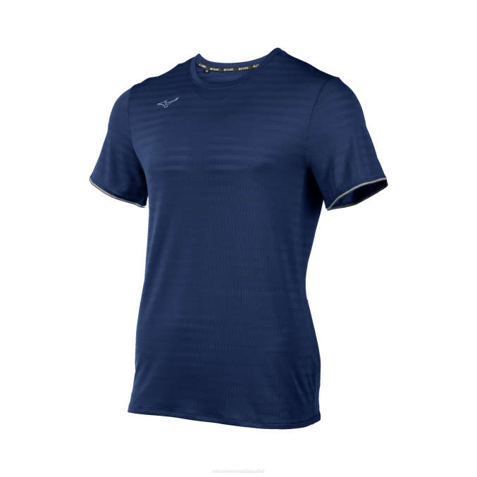 Mizuno playera de manga corta ecológica atlética hombres vestir azul marino (5151) 668F1450
