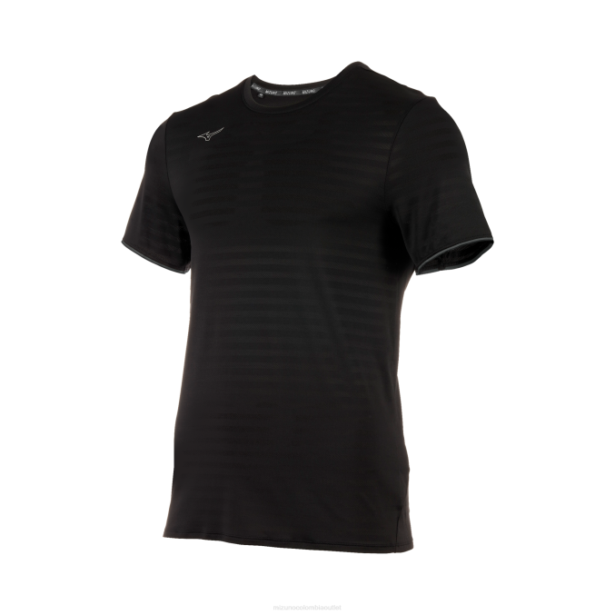 Mizuno playera de manga corta ecológica atlética hombres vestir negro (9090) 668F1448