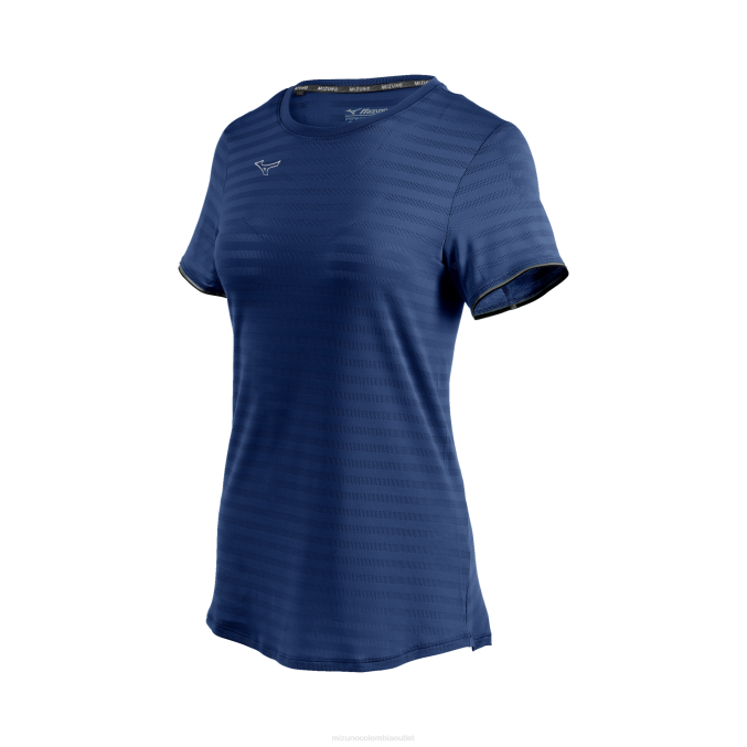 Mizuno playera de manga corta ecológica atlética mujer vestir azul marino (5151) 668F2148