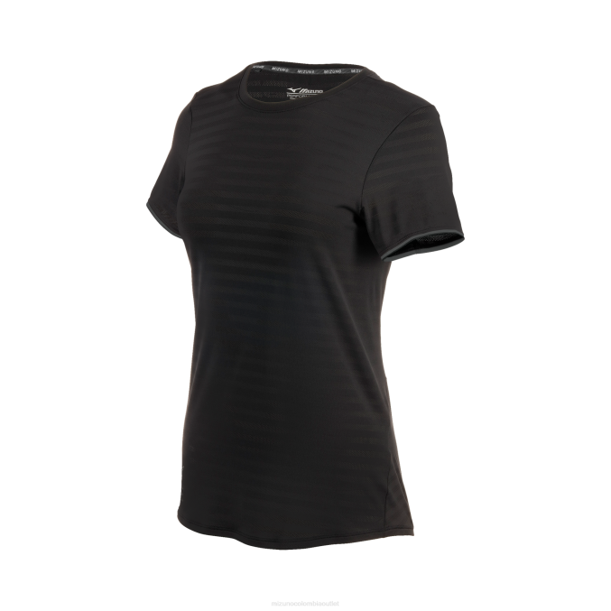 Mizuno playera de manga corta ecológica atlética mujer vestir negro (9090) 668F2146