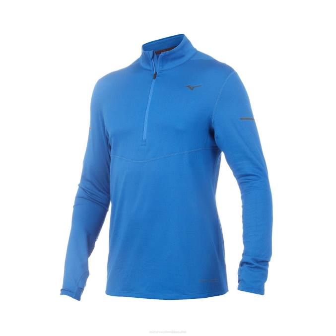 Mizuno respiración térmica media cremallera para correr hombres vestir azul olímpico (ybyb) 668F284