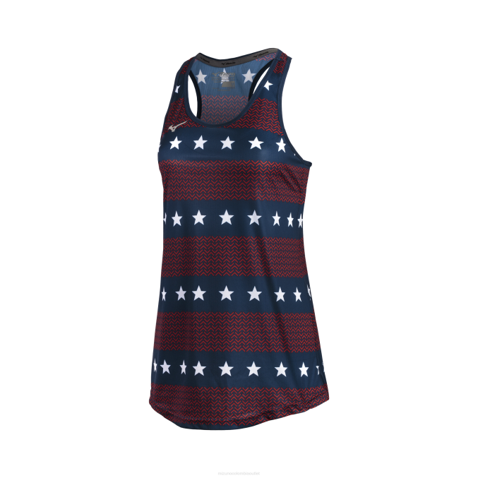 Mizuno tanque de correr imprimible mujer vestir highriskred-estateblue(1g5y) 668F236