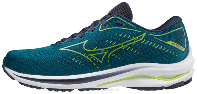 Mizuno zapatilla de correr wave rider 25 hombres zapatos puerto azul (hbhb) 668F173