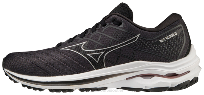 Mizuno zapatilla para correr wave inspire 18 d mujer zapatos negro-plata(9073) 668F132