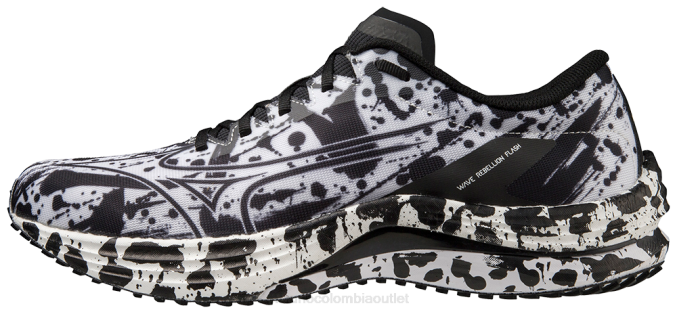 Mizuno zapatilla para correr wave rebellion flash kakizome pb unisexo zapatos blanco-negro(0090) 668F36