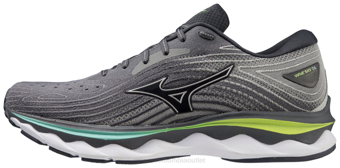 Mizuno zapatilla para correr wave sky 6 hombres zapatos quietshade-plata(9i73) 668F76