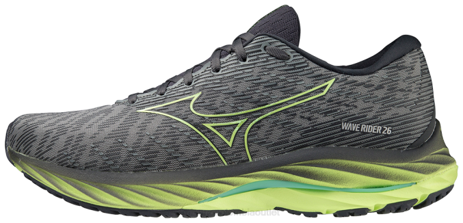 Mizuno zapatillas de correr wave rider 26 hombres zapatos ultimategrey-neolime(ug4m) 668F118