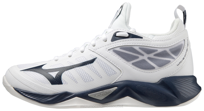 Mizuno zapato de voleibol de dimensión de onda mujer zapatos blanco-marino(0051) 668F2192