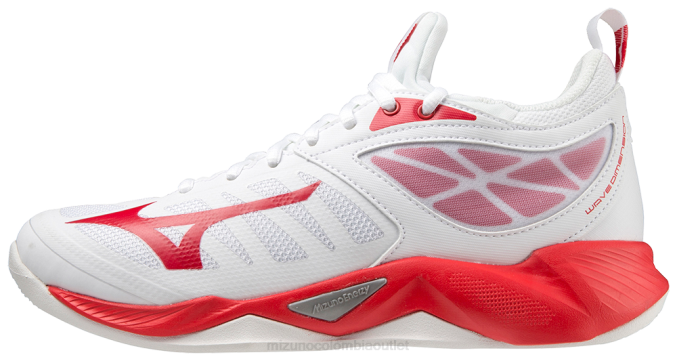 Mizuno zapato de voleibol de dimensión de onda mujer zapatos blanco-rojo(0010) 668F2191