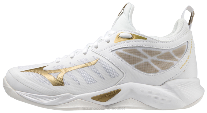 Mizuno zapato de voleibol de dimensión de onda mujer zapatos oro blanco(0074) 668F2193