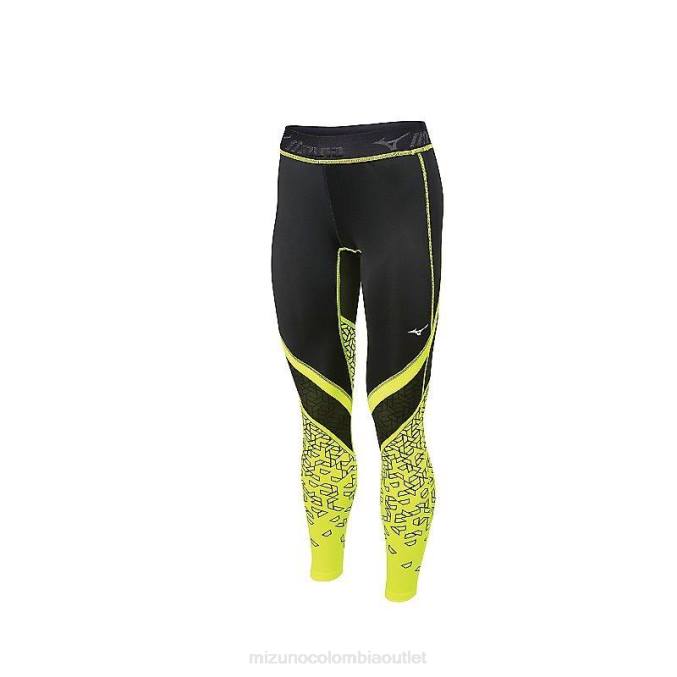 Mizuno impulso impreso corriendo apretado mujer vestir amarillo negro 668F322