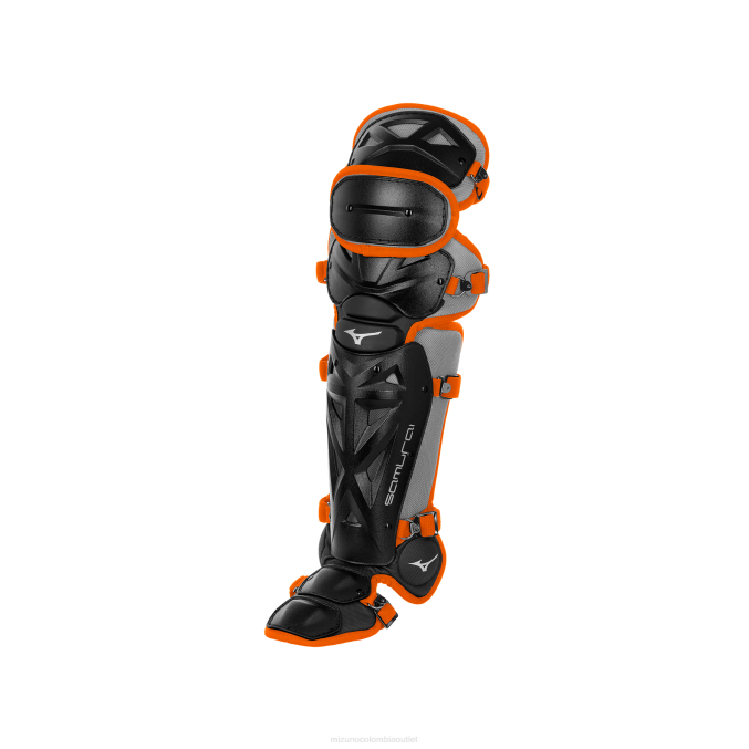 Mizuno espinilleras samurai baseball 14.5" juventud accesorios negro-naranja(9020) 668F1103