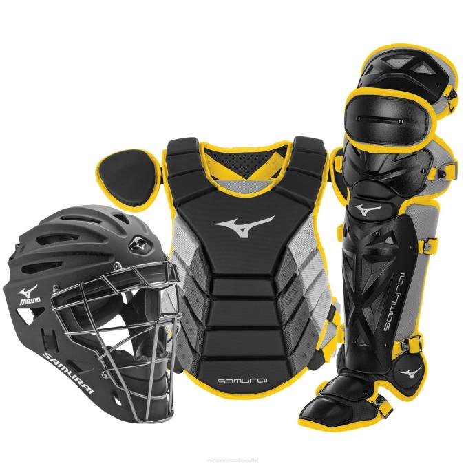Mizuno Juego de engranajes de receptor en caja de béisbol samurai de 16" unisexo accesorios amarillo negro 668F955