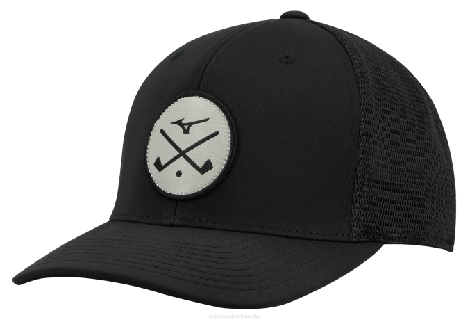 Mizuno gorra de golf con malla y tréboles cruzados unisexo accesorios negro (9090) 668F498