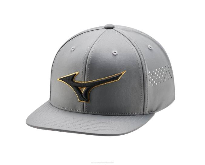 Mizuno gorra de golf snapback plana tour unisexo accesorios gris-dorado(9174) 668F430