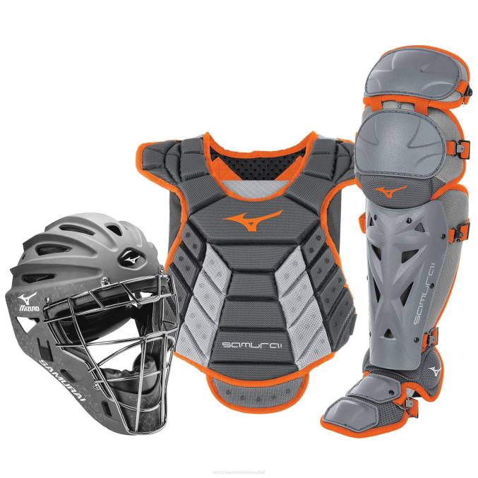 Mizuno Juego de equipo de receptor en caja samurái (13-14") mujer accesorios gris-naranja(9120) 668F1835