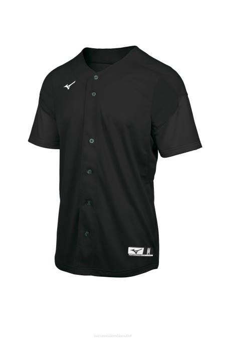 Mizuno camiseta de béisbol con botones completos aerolite hombres vestir negro (9090) 668F1239
