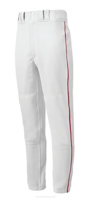 Mizuno pantalón de béisbol con ribete premier juventud vestir blanco-rojo(0010) 668F1201