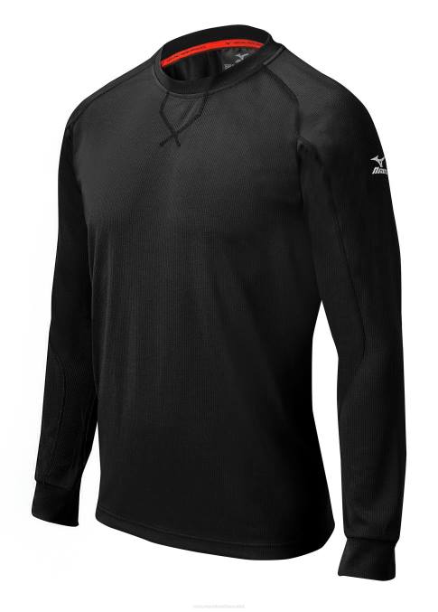 Mizuno camiseta de entrenamiento de manga larga comp juventud vestir negro (9090) 668F2558